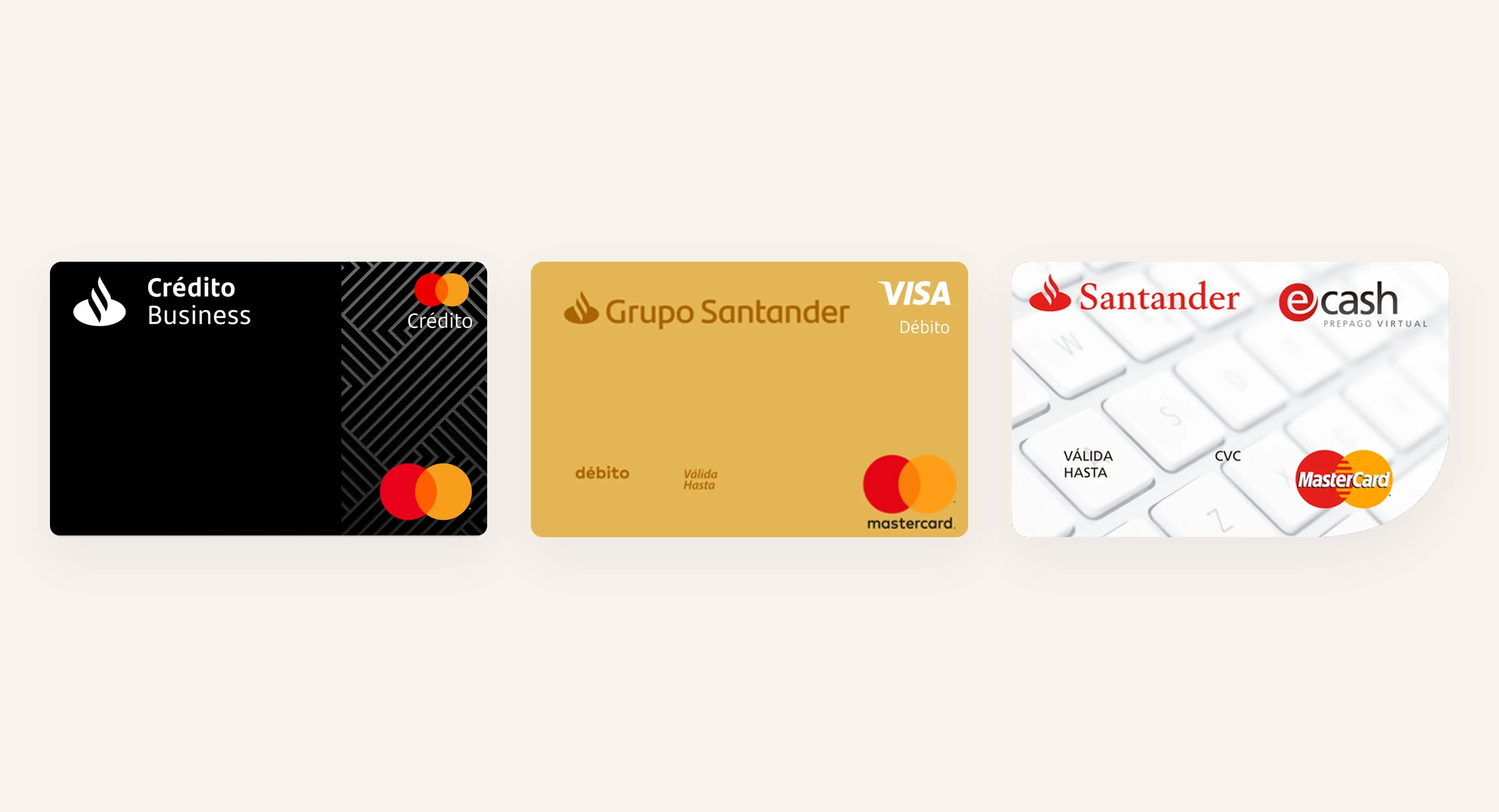 Catalogue of Santander bank cards