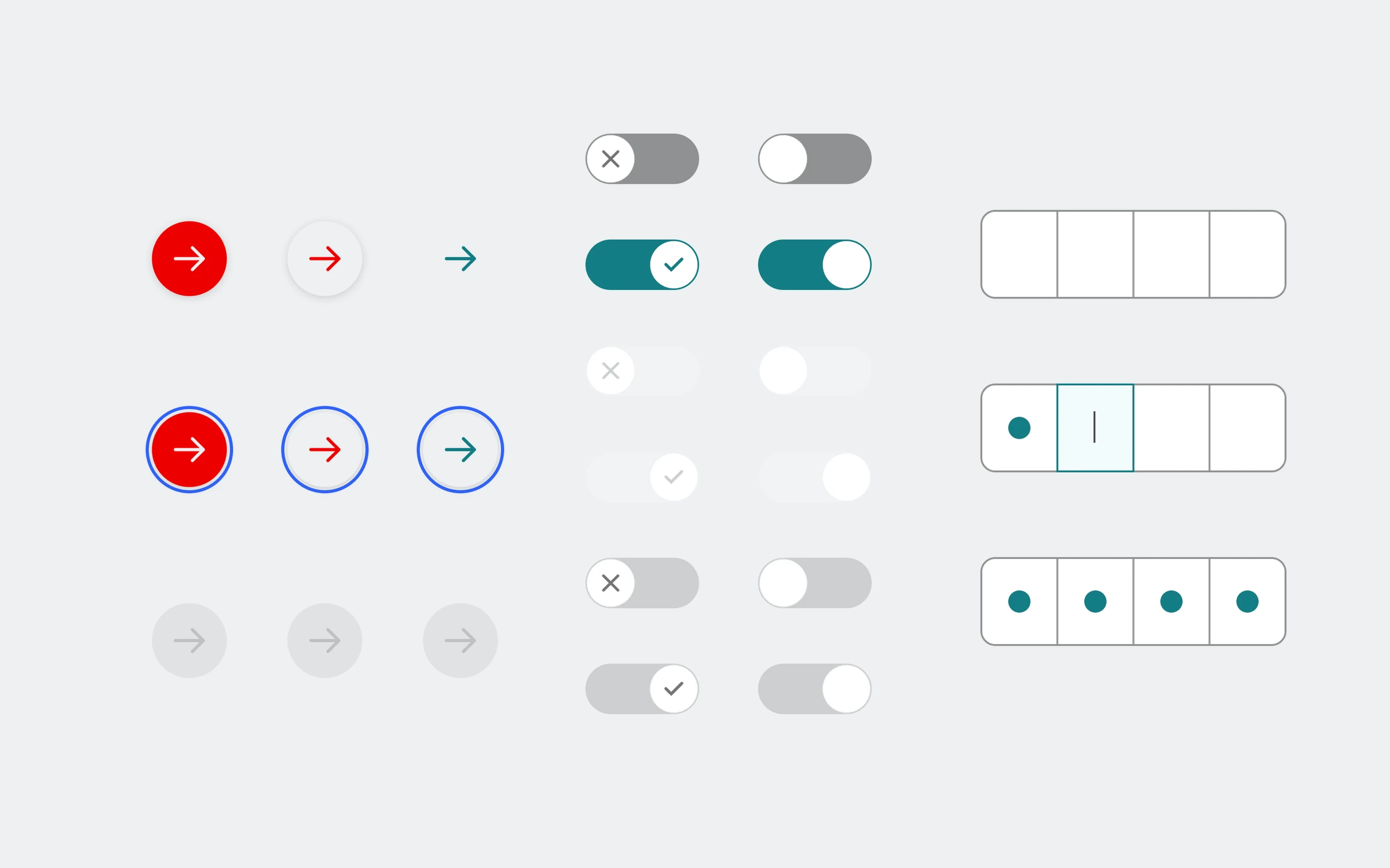 Santander controls: arrow buttons, toggles and PIN input