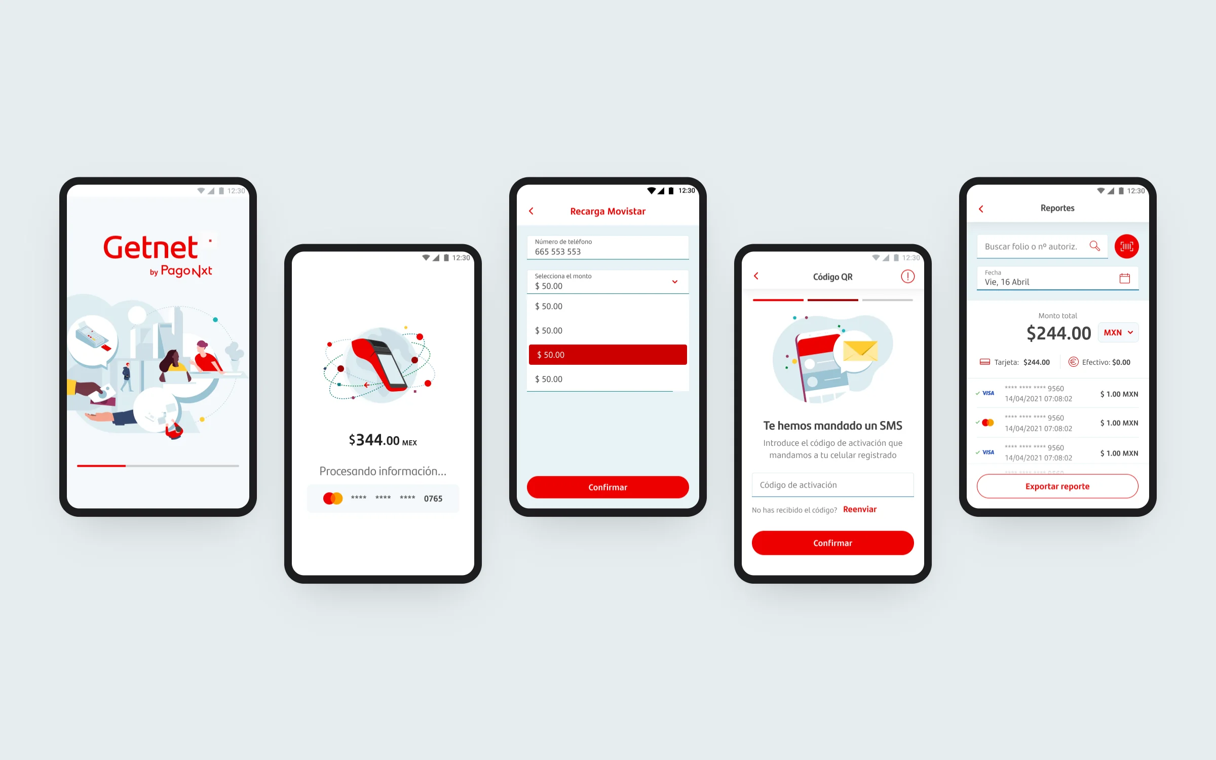 Getnet by Santander point-of-sale app screens