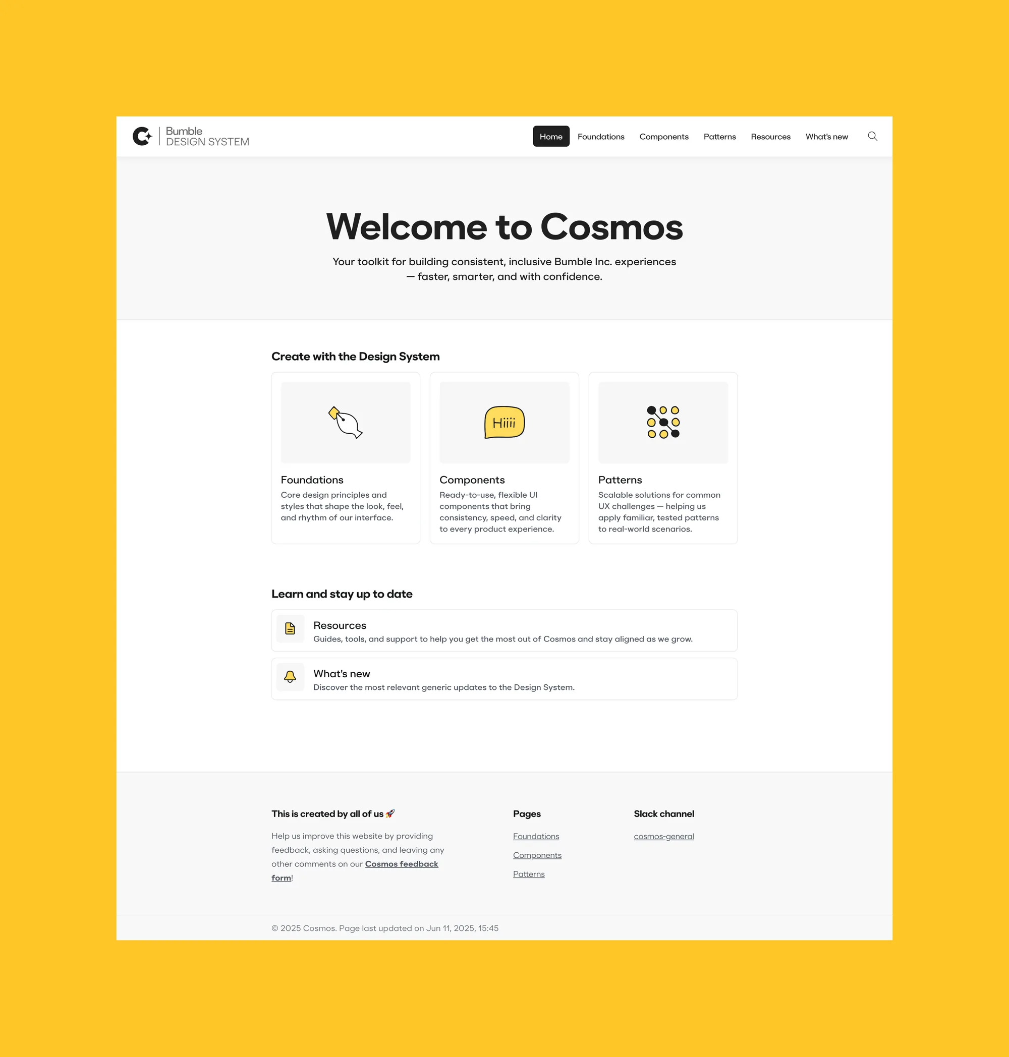 Welcome to Cosmos, the Bumble design system documentation site