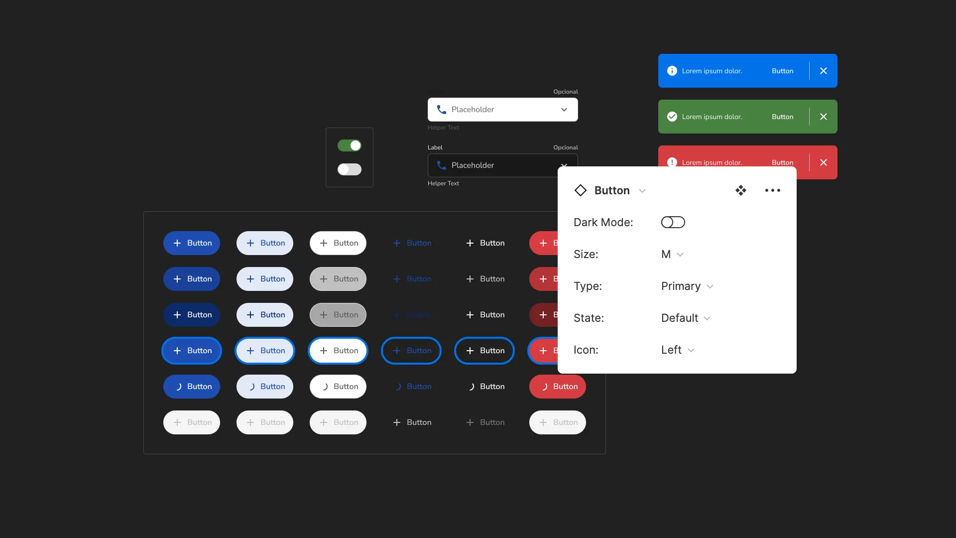 Lisboa components: buttons, toggles, inputs and alert banners