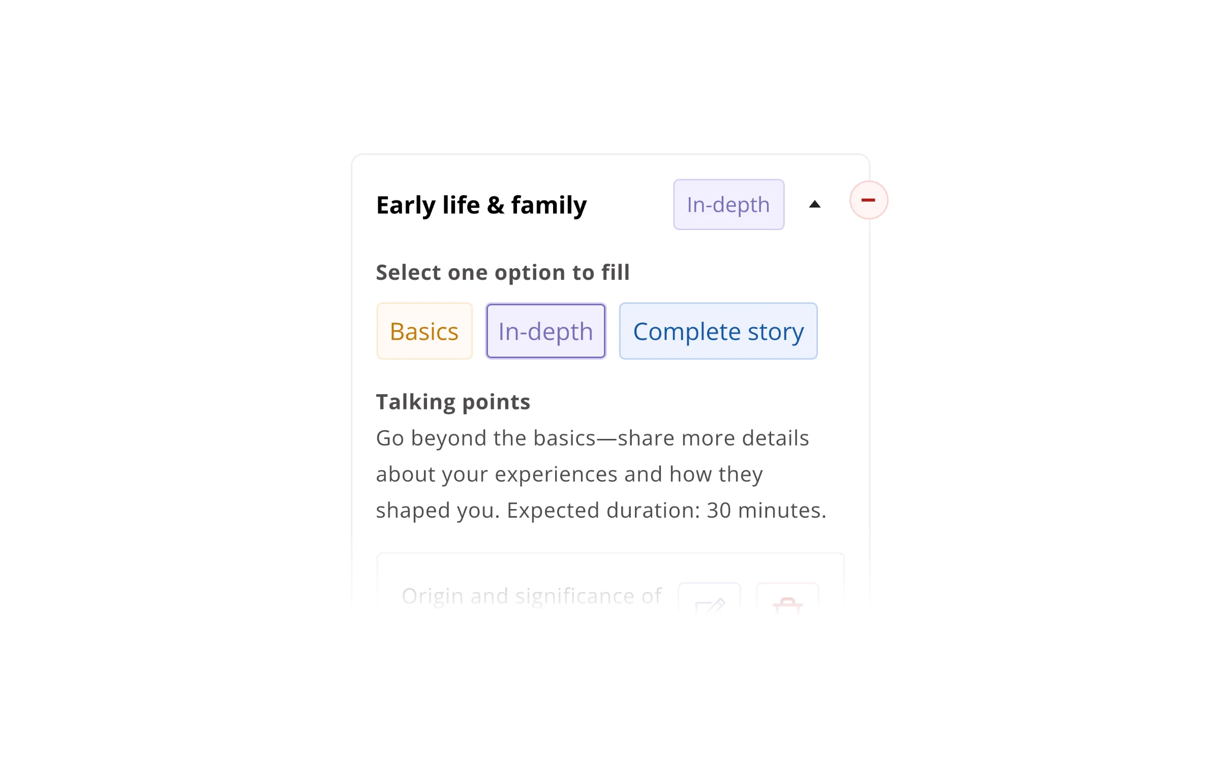 Topic depth selector: Basics, In-depth or Complete story